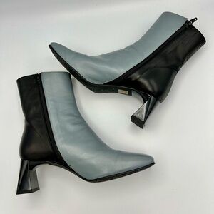 Brenda Zaro made in Spain leather mod Chelsea ankle zip boots 5.5/36 two tone